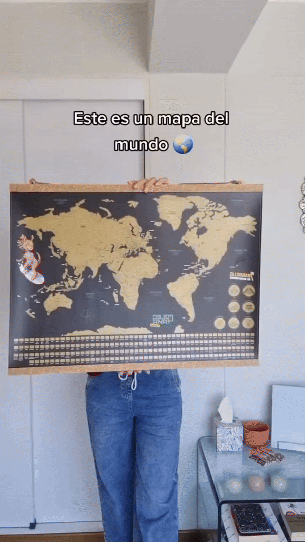 Mapa del mundo para raspar - dorado fondo mate negro