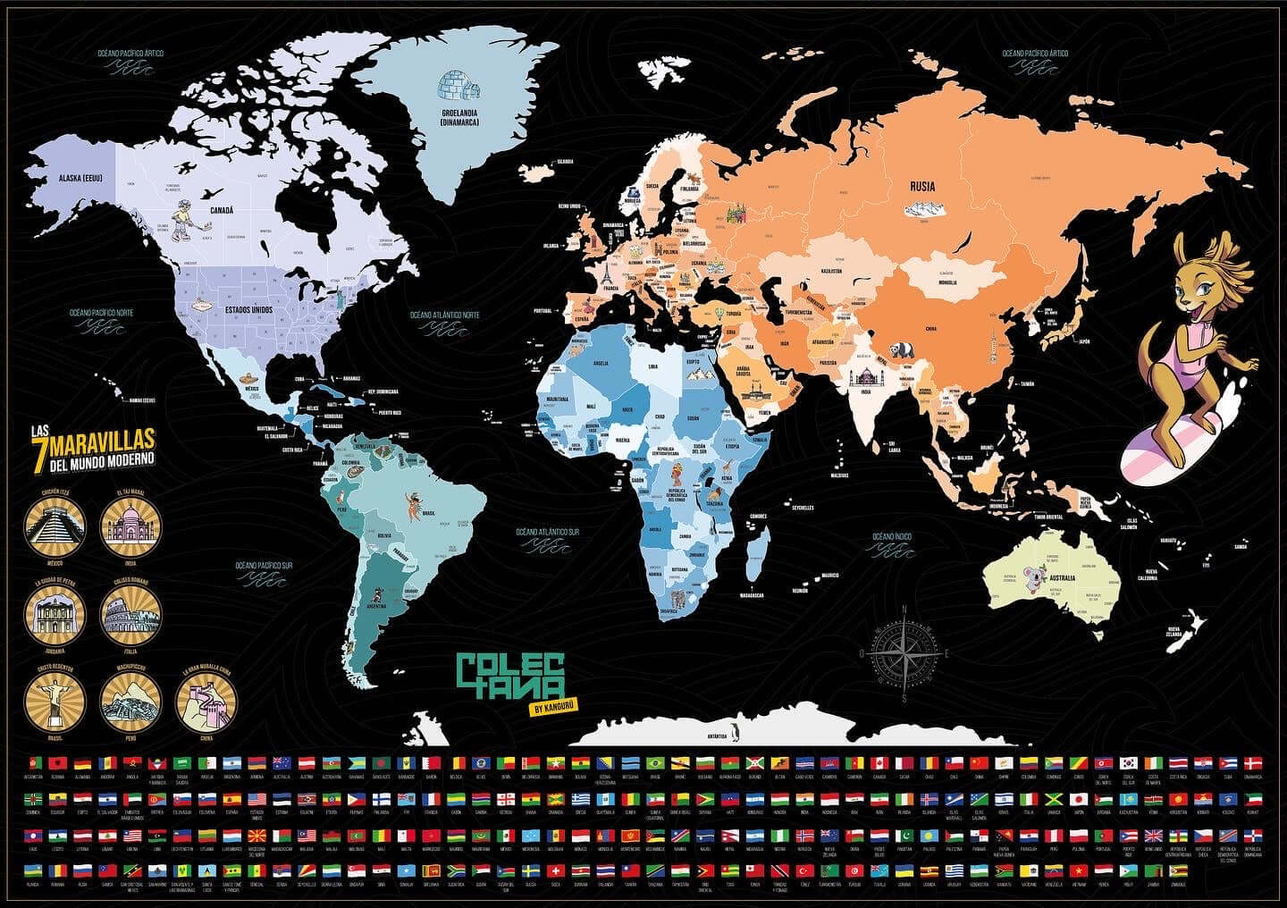 Mapa de mundo para rascar 88x52cm 